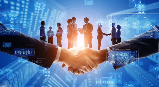 istock Business network concept. Group of people. Shaking hands. Customer support. Human relationship. Success of business. Management strategy. 1315600205