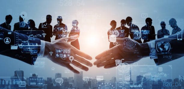 istock Business network concept. Group of people. Shaking hands. Customer support. Human relationship. Success of business. Management strategy. 1315600259