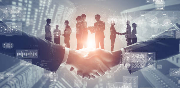 istock Business network concept. Group of people. Shaking hands. Customer support. Human relationship. Success of business. Management strategy. 1315600316
