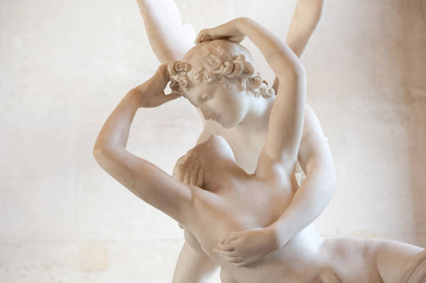 Love and Psyche magnificent marble statue sculpture stock pictures, royalty-free photos & images