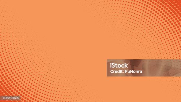 Vector Orange Abstract Background With Dots - Arte vetorial de stock e mais imagens de Plano de Fundo - Plano de Fundo, Padrão, Texturizado