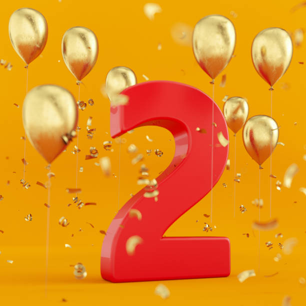 istock Number 2 Sign with Golden Balloons 1315611645