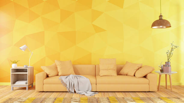 istock Modern interior Design Sofa with Yellow Wall 1315611828