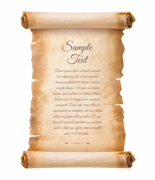 old parchment paper scroll sheet vintage aged or texture isolated on white background old parchment paper scroll sheet vintage aged or texture isolated on white background. sheet metal rolling stock illustrations