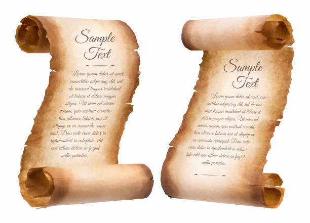 old parchment paper scroll sheet vintage aged or texture isolated on white background old parchment paper scroll sheet vintage aged or texture isolated on white background. sheet metal rolling stock illustrations
