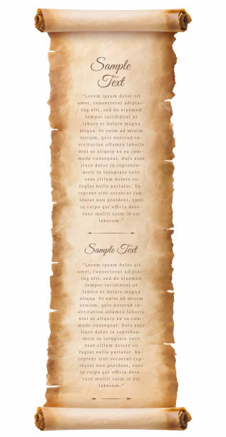 old parchment paper scroll sheet vintage aged or texture isolated on white background old parchment paper scroll sheet vintage aged or texture isolated on white background. sheet metal rolling stock illustrations