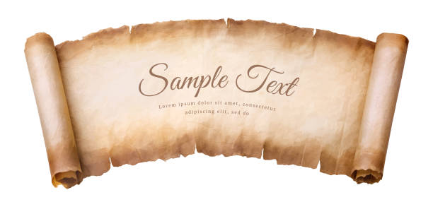 old parchment paper scroll sheet vintage aged or texture isolated on white background old parchment paper scroll sheet vintage aged or texture isolated on white background. sheet metal rolling stock illustrations