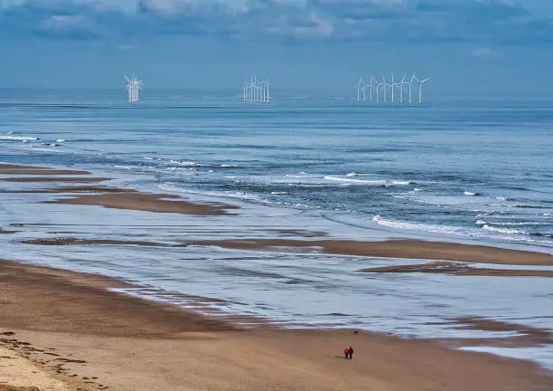Wind turbines in off shore wind farm