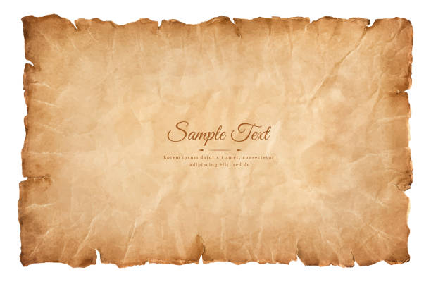 old parchment paper sheet vintage aged or texture isolated on white background old parchment paper sheet vintage aged or texture isolated on white background. treasure map texture stock illustrations