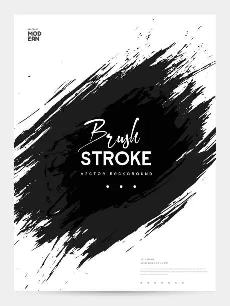 Vector illustration of Black brush stroke vector shape isolated on white background. Grunge hand drawn black paint.