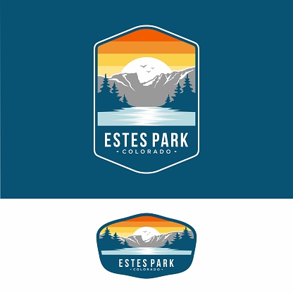 Design template.Este park emblem patch illustration in Rocky Mountains National park