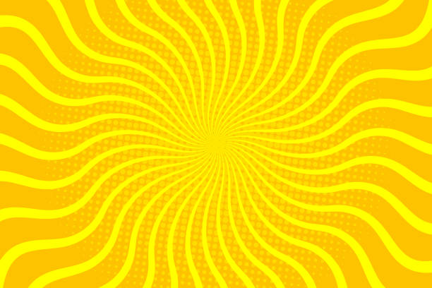 Yellow Retro vintage style background with sun rays USA, India, Backgrounds, Orange color, Yellow color, Halftone, Sun, Comic Book, Pop Art, Cartoon comic book page layout stock illustrations