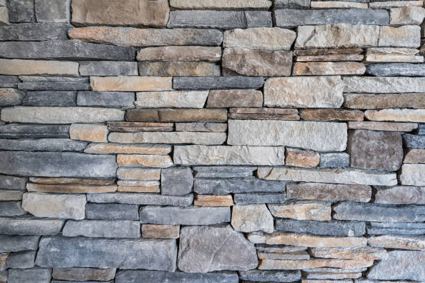 istock Closeup of a decorative dry stacked stone interior wall 1315630637