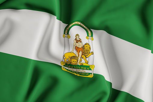 Andalusia official flag.3D render illustration
