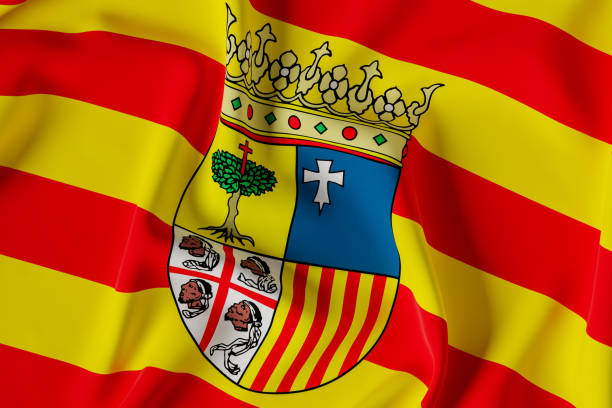 istock Aragon official flag.3D render illustration 1315637688