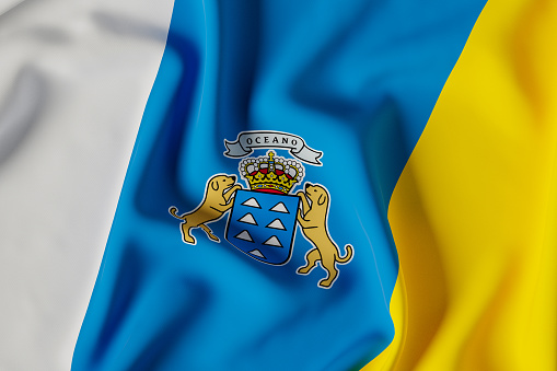 Canary Islands official flag.3D render illustration
