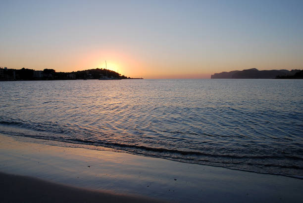 Spectacular colors o the beach at sunset on Mallorca, Balearic Islands