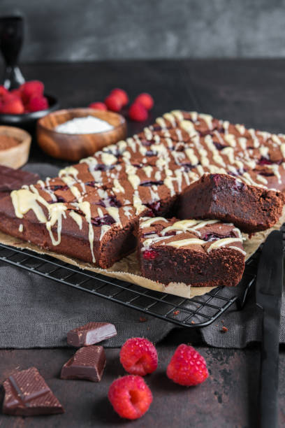 istock Homemade Chocolate Brownies with Raspberries 1315645356