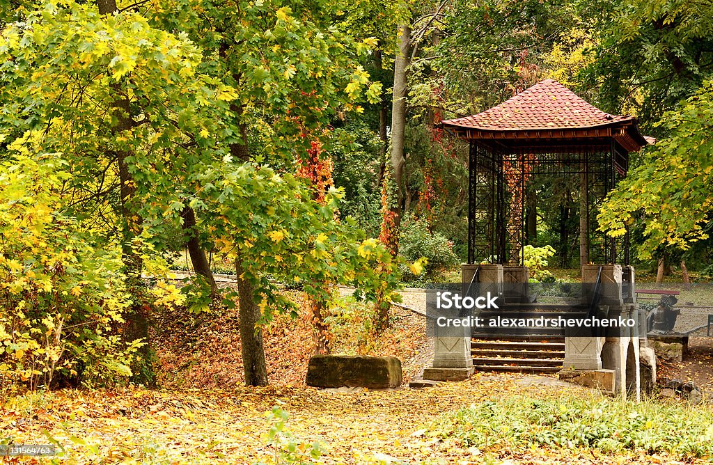 Belvédère en automne parc chinois - Photo de Arbre libre de droits