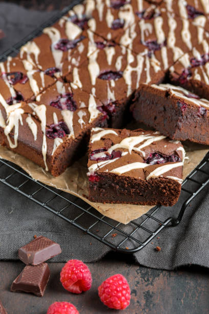 istock Homemade Chocolate Brownies with Raspberries 1315648140
