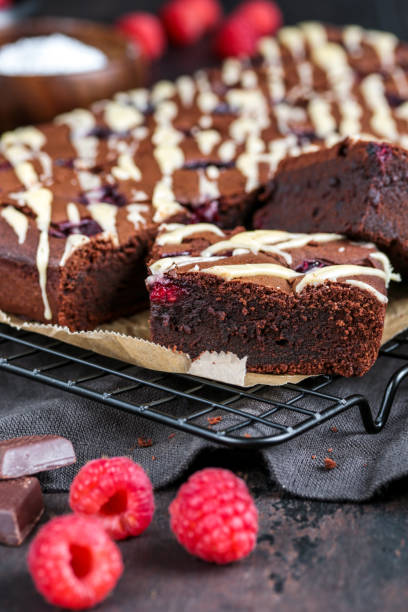 istock Homemade Chocolate Brownies with Raspberries 1315648423