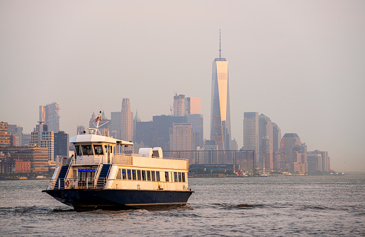 Waterway ferry transports passengers from Manhattan to New Jersey