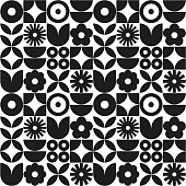 istock Modern geometric flower pattern. Retro Scandinavian style. 1315652503