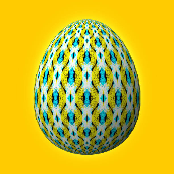 istock Happy Easter, Artfully designed and colorful 3D easter egg, 3D illustration on yellow background 1315656920