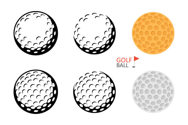 Golf ball Golf ball. Golfer sports equipment. flat style. isolated on white background golf ball stock illustrations