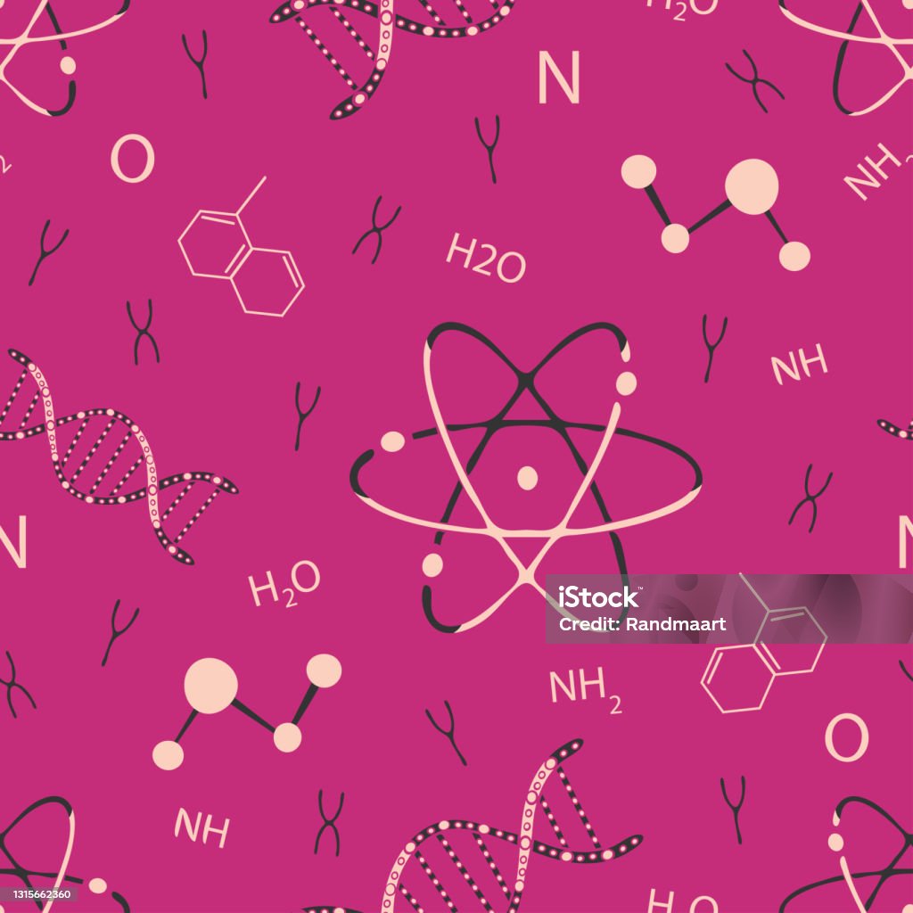 Ilustración de Patrón Vectorial Sin Costuras Con Adn Y Átomos Sobre Fondo Rosa Diseño De Fondo De Pantalla De Ciencia Simple Textil De Moda Química y más Vectores Libres de Derechos de Ilustración de Patrón Vectorial Sin Costuras Con Adn Y Átomos Sobre Fondo Rosa Diseño De Fondo De Pantalla De Ciencia Simple Textil De Moda Química y más Vectores Libres de Derechos de