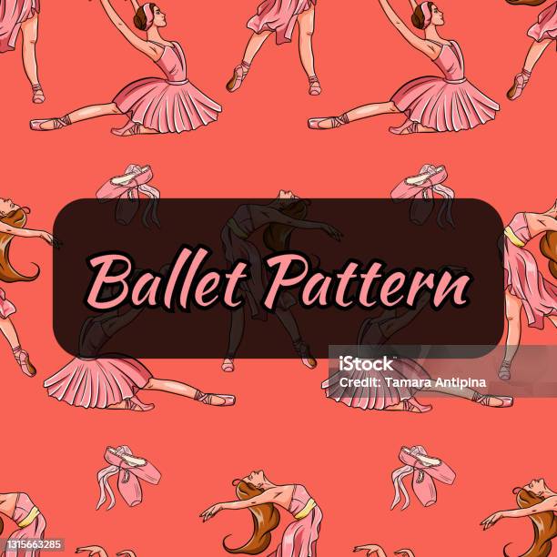 Pattern Shot Ballet Balletthemed Pattern Ballerinas And Pointe Shoes Seamless Pattern Stock ...