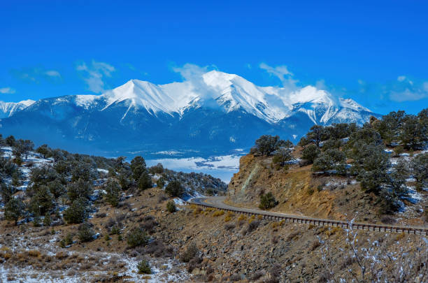 Snow capped Mount Princeton, 14196 feet peak
