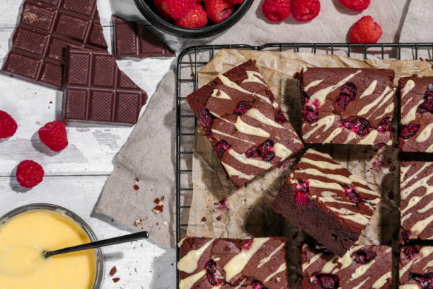 istock Homemade Chocolate Brownies with Raspberries 1315667232
