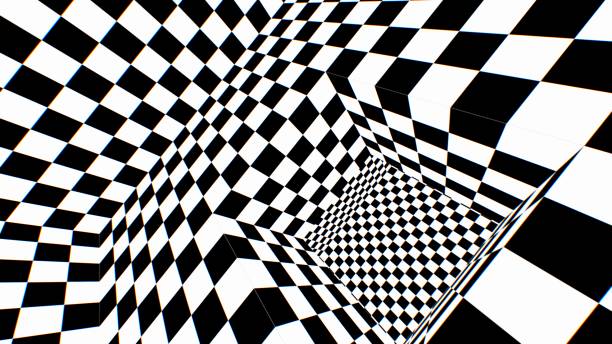 istock Inside 3D Black and White Checkerboard Optical Illusion Endless Room - Abstract Background Texture 1315667290