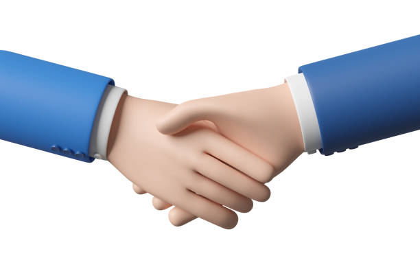 istock Cartoon handshake isolated on white background. 3d illustration. 1315668193