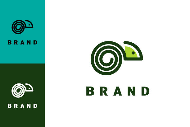Monoline chameleon symbol Chameleon logo, line style design concept, simple minimalist and cute logo. chameleon icon stock illustrations