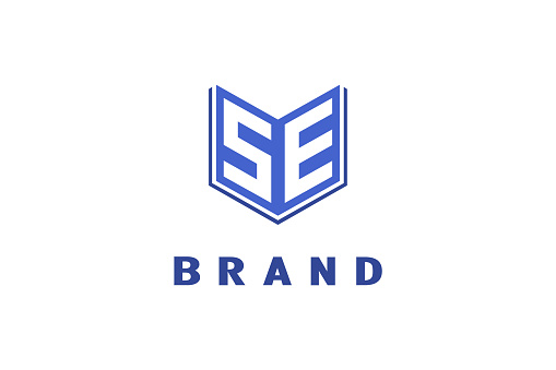 SE letter symbol with open book design concept. Creative, simple and modern design.