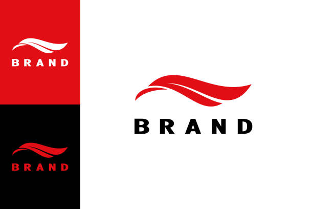 Wing F symbol This logo has two side faces. When seen facing left, will be the head of the eagle. If to the right, will be the wing shaped letter F. Creative and unique logo design. letter f fonts stock illustrations
