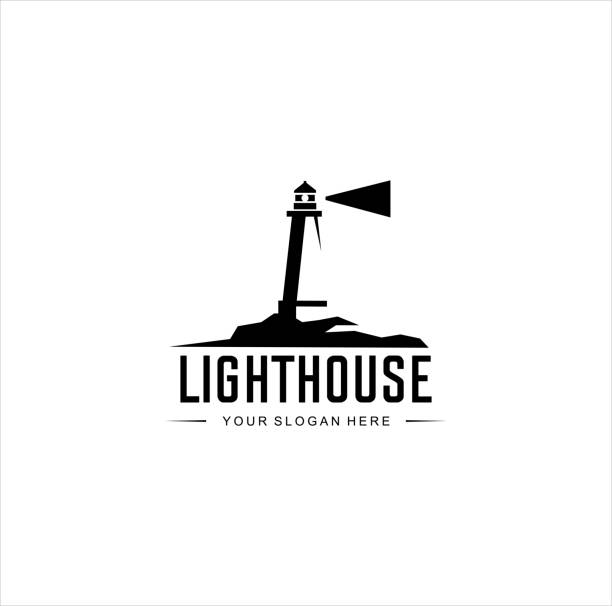 illustrazioni stock, clip art, cartoni animati e icone di tendenza di faro vintage design silhouette. porto silhouette retro hipster vector illustration template - lighthouse