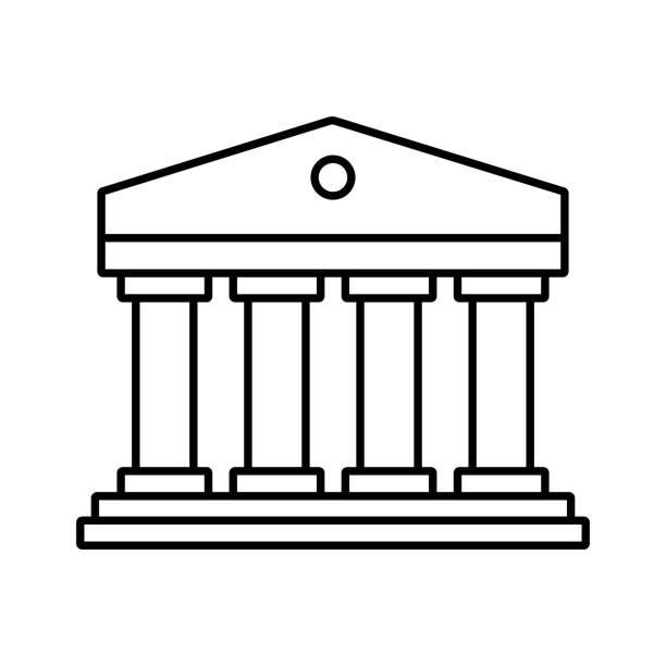 ilustraciones, imágenes clip art, dibujos animados e iconos de stock de icono de construcción de columnas romanas clásicas. símbolo de instituto financiero, banco, museo, universidad o tribunal. ilustración vectorial. - tribunal supremo