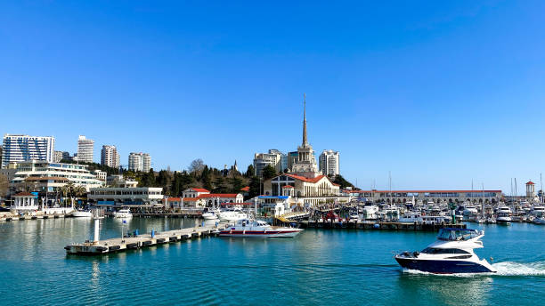 Sochi Marine Station and the yacht pier. Sochi Marine Station and the yacht pier sochi photos stock pictures, royalty-free photos & images