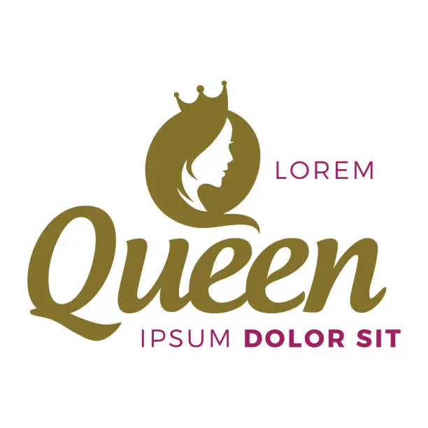 Vector illustration of queen logo design with beaty woman symbol