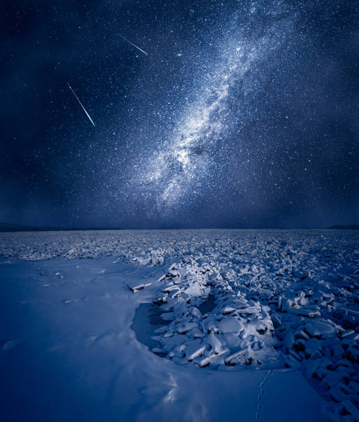 istock Milky way over ice jam on river in winter, Poland 1315692914