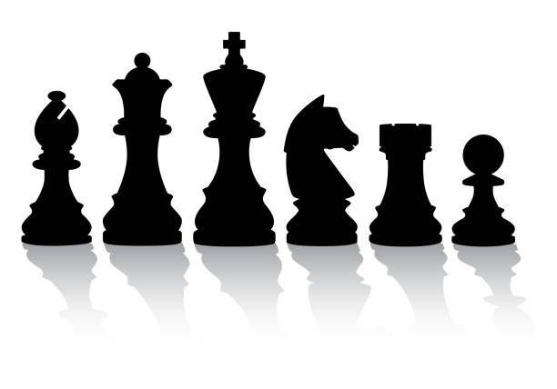 illustrazioni stock, clip art, cartoni animati e icone di tendenza di pezzi di scacchi con riflessi - chess