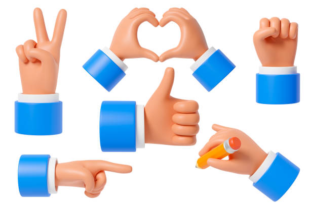 istock Set of cartoon hands gestures. 1315695675