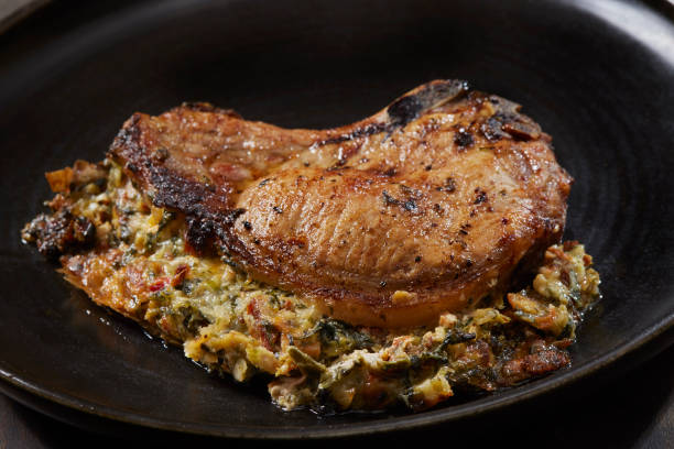 Cheesy Spinach Stuffed Pork Chops