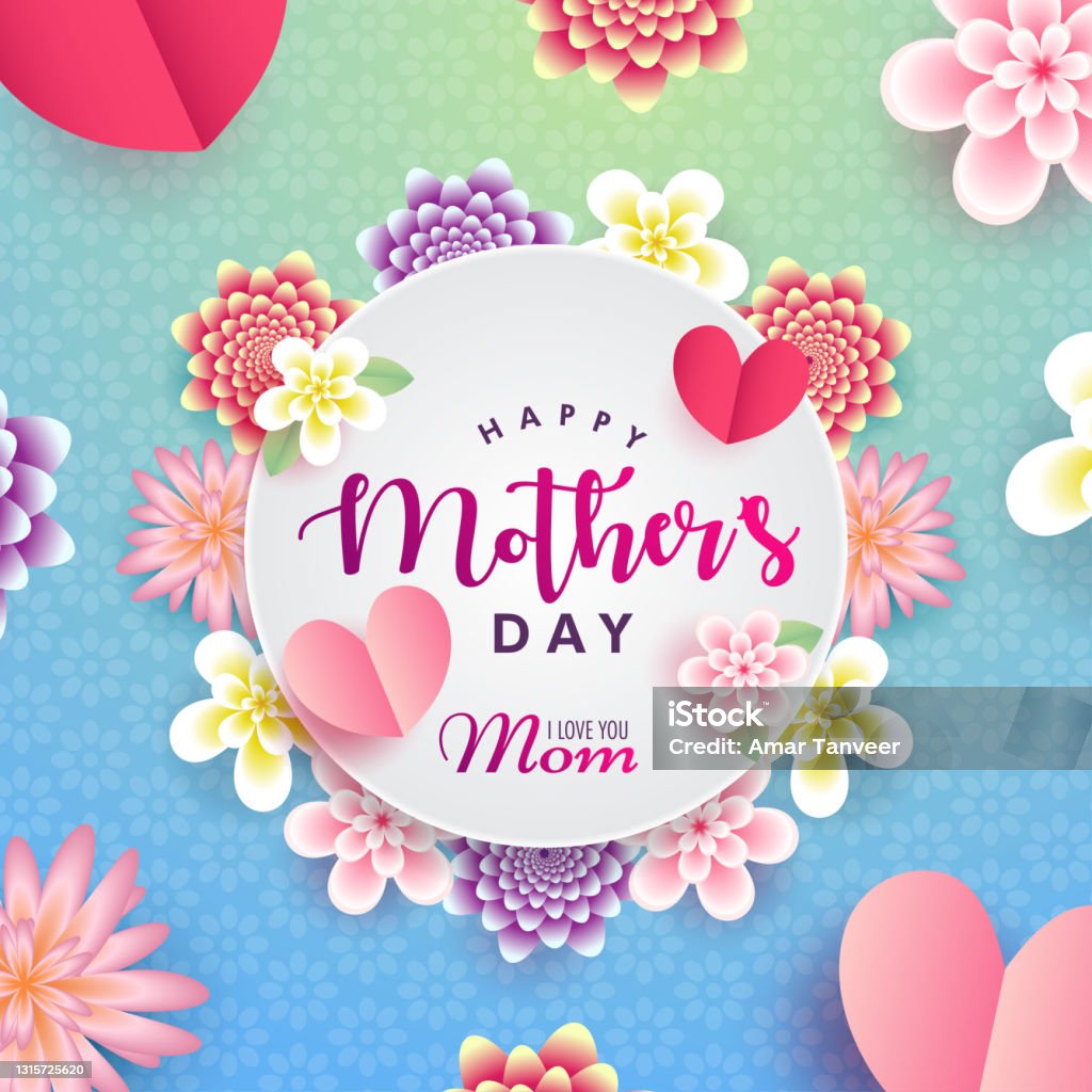 Happy Mothers Day I Love You Mom Beautiful Realistic Flowers Poster Banner  Vector Floral Greeting Card Wishes Wallpaper Background Stock Illustration  - Download Image Now - iStock