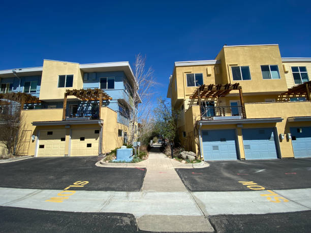 istock Regular street scene with condo or townhouse 1315729400