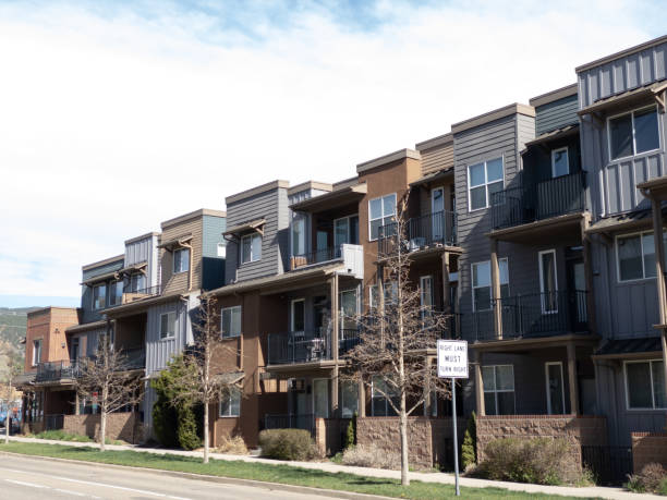 istock Regular street scene with condo or townhouse 1315729409