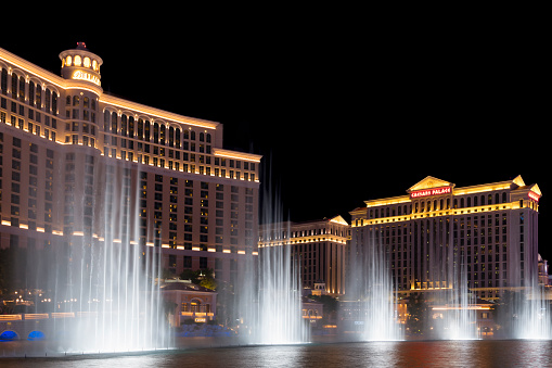 Las Vegas, NV, USA - November 23, 2020: Fountains of Bellagio.